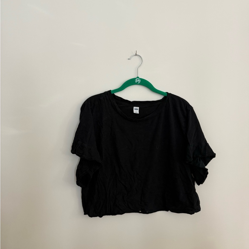 Black Women's distressed crop Top